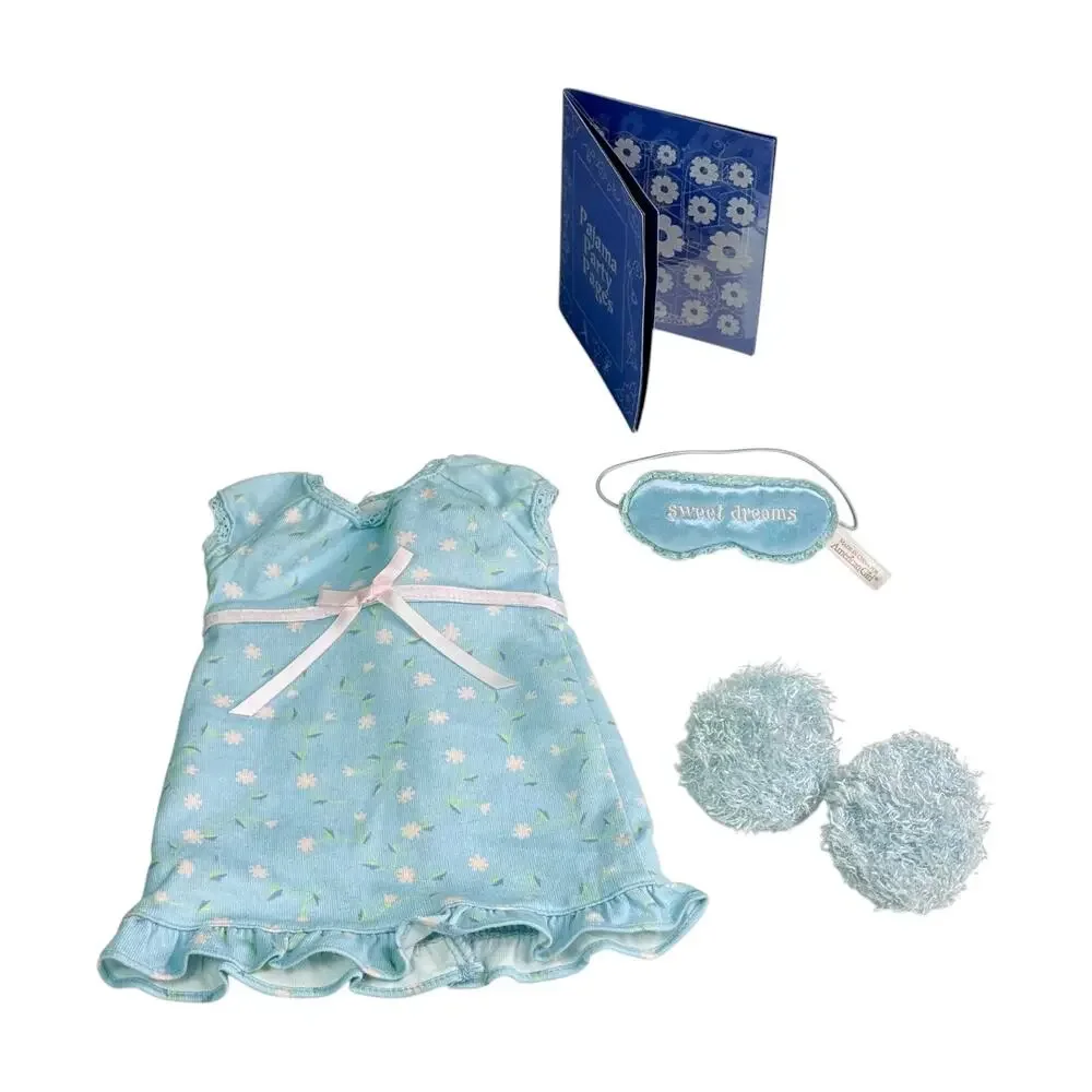 American Girl Today Blue Floral Nightgown Slippers Sleep Mask Pajama Party Pages